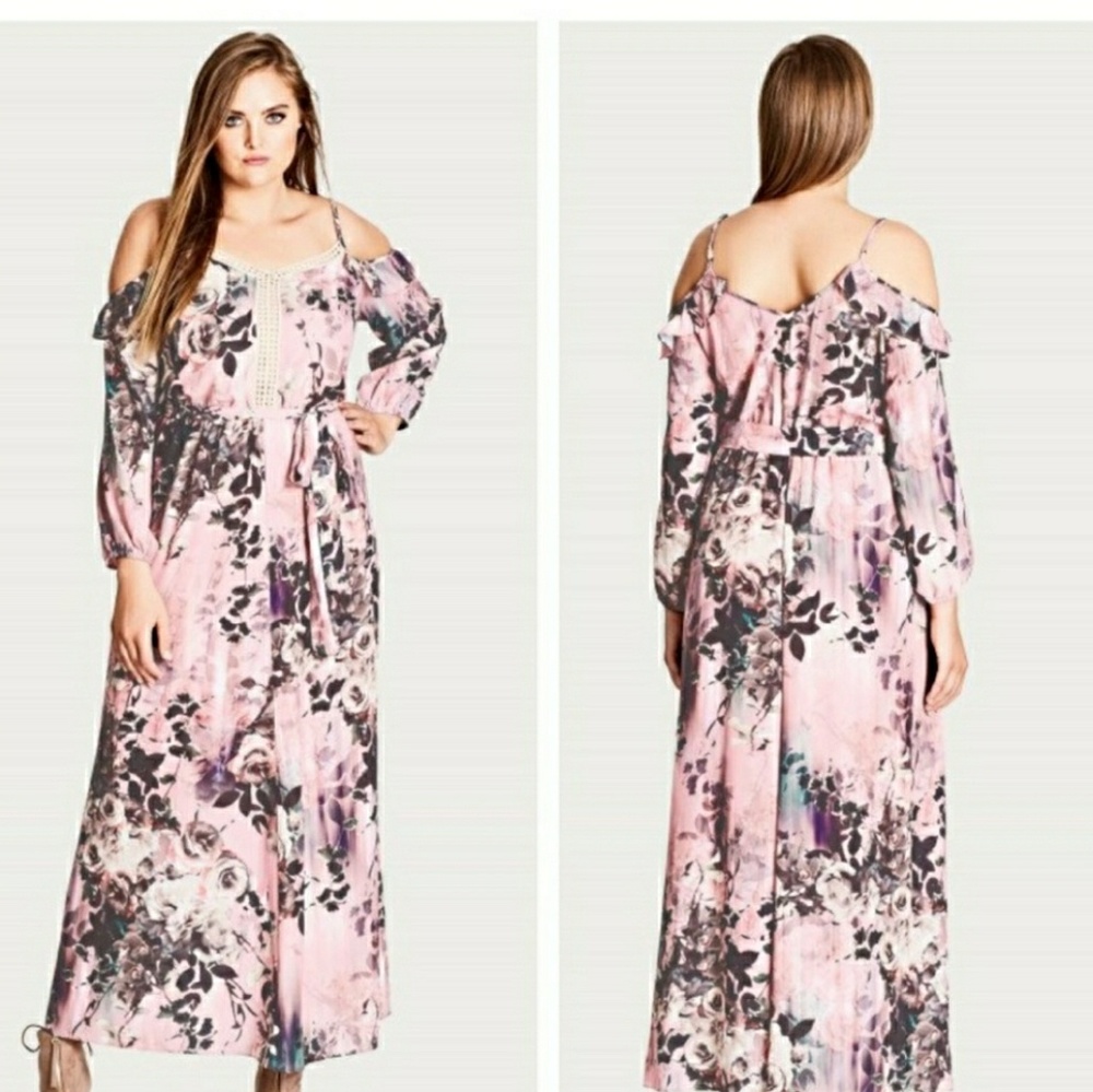 Floral cold shoulder Maxi dress